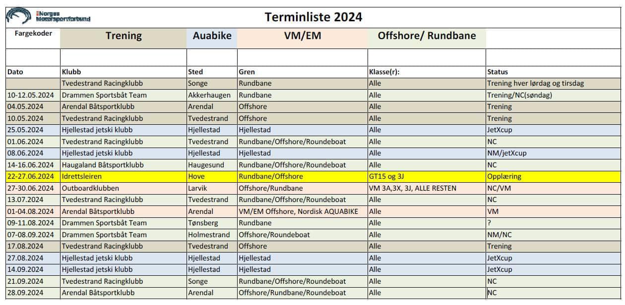 Se terminliste for 2024